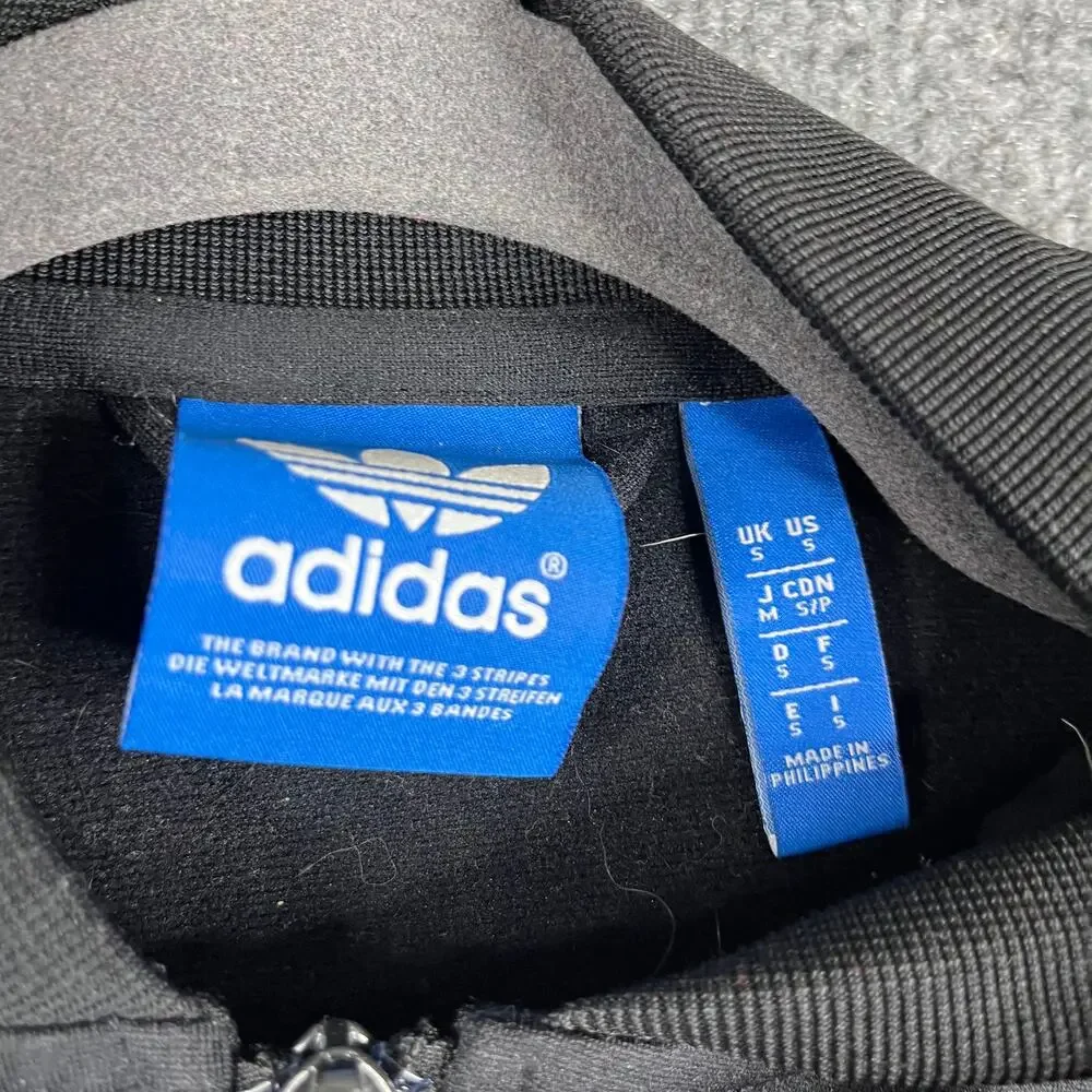 Adidas Track Jacket Mens Size S Black Full‎ Zip Striped Athletic Trefoil Logo